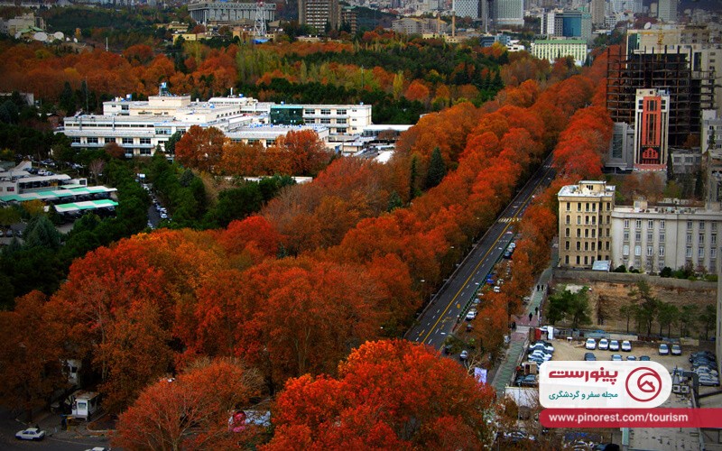 خیابان ولیعصر در پاییز