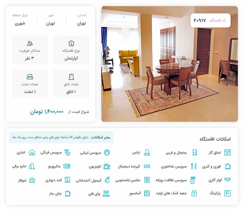 اجاره آپارتمان تمیز در تهران